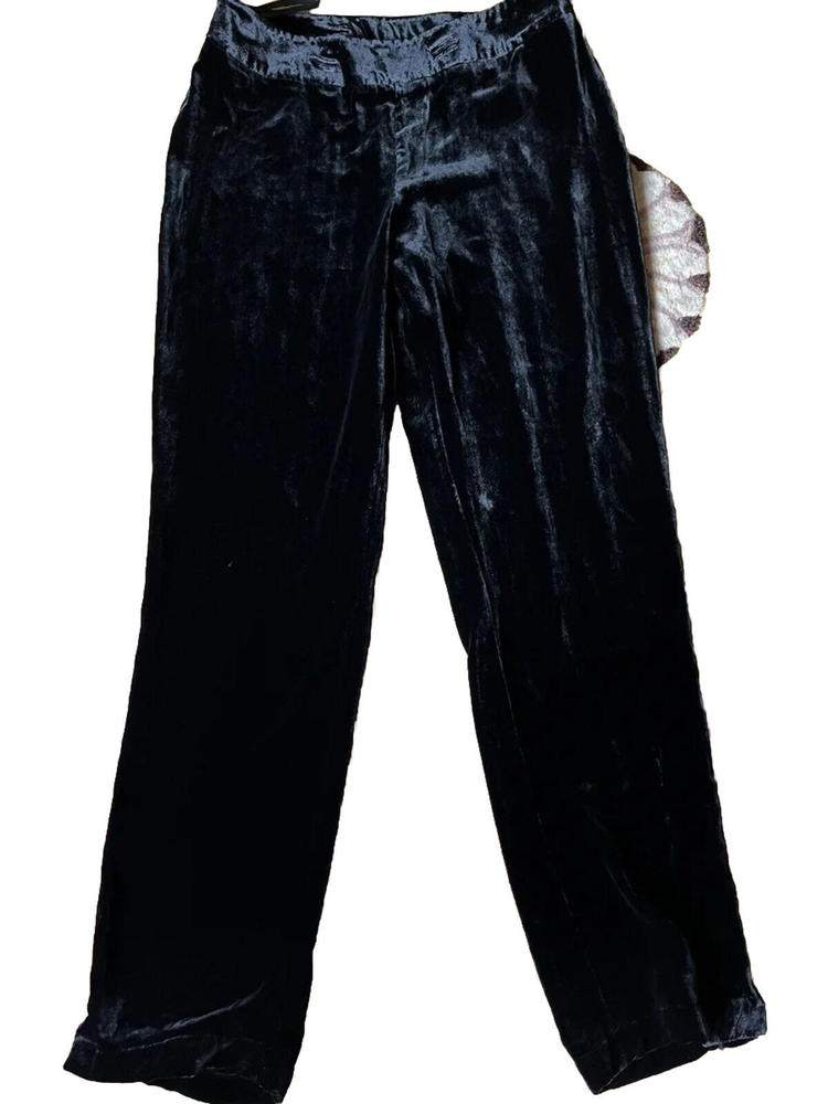 VINTAGE WOMEN'S BLACK VELVET WIDE LEG PANTS - Spiegel Size 6